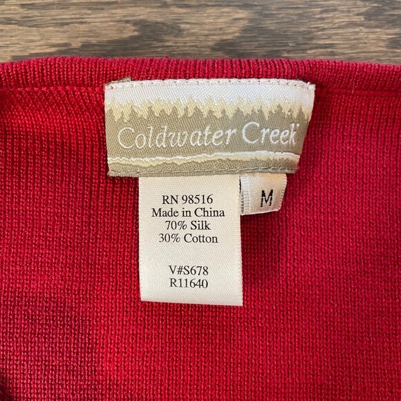 NWOT Coldwater Creek, red Cardigan, Size M, Button up 70% Silk Blend Sweater NEW - Picture 3 of 8